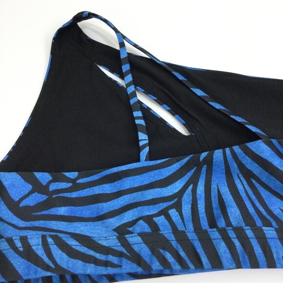 Onzie Womens Zebra Print One Shoulder Cutout Bikini Top Blue Black Size … - Picture 5 of 9